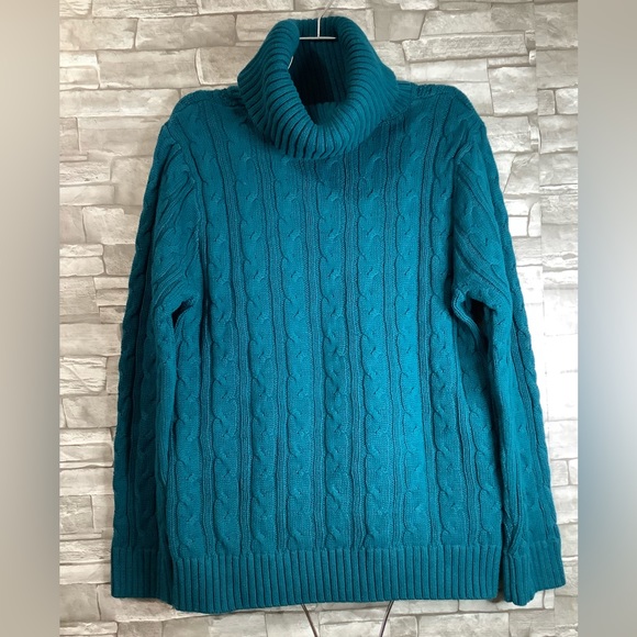 Jeanne Pierre Cotton Cable Knit Sweater in Green L (W456) - Picture 1 of 10